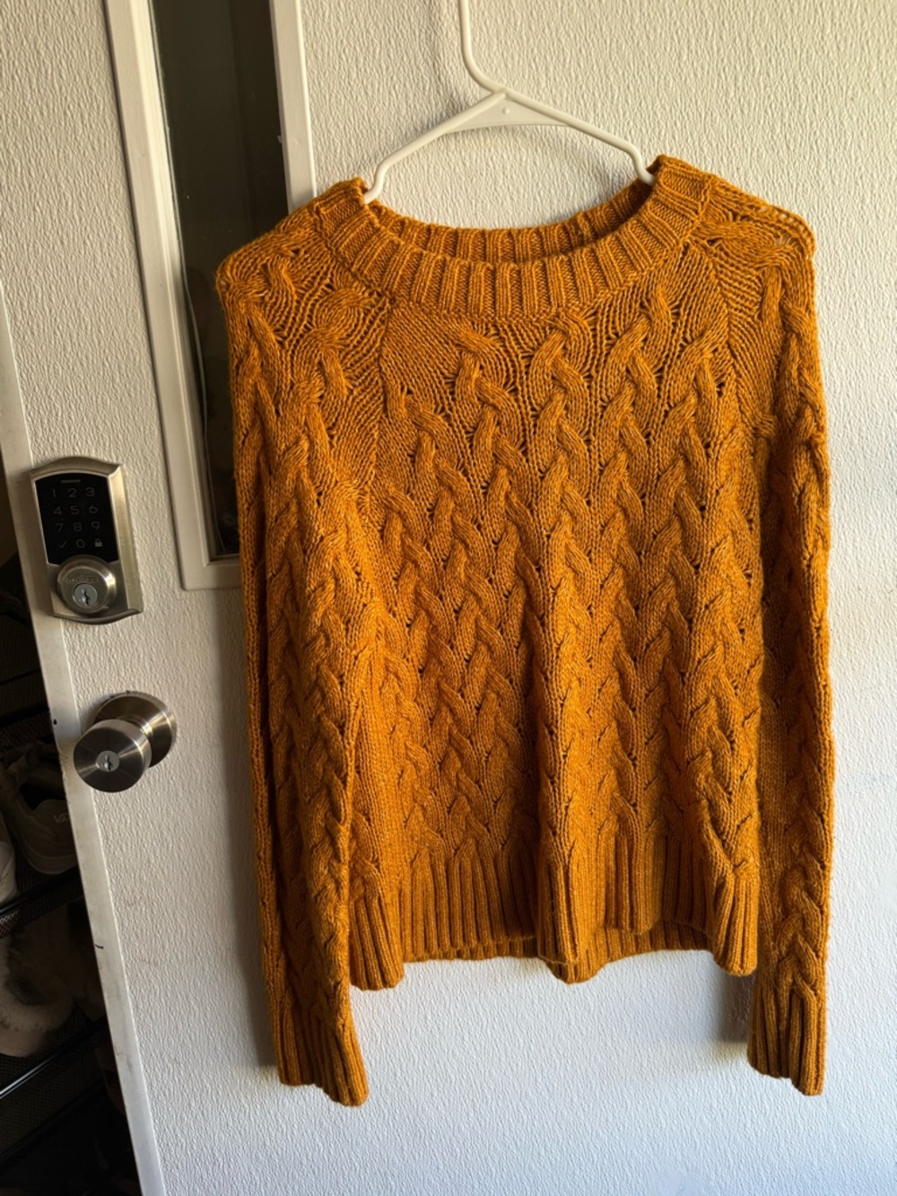 Lucky Brand Cable Knit Crewneck Sweater - Mustard Yellow